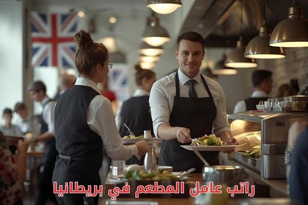 راتب عامل المطعم في بريطانيا – موظفون يعملون كنادل وطباخ وموظف استقبال في مطعم حديث