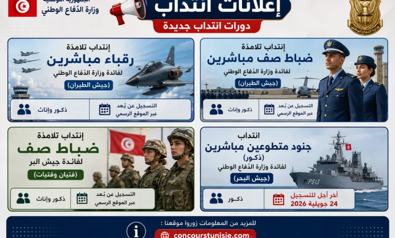 إعلانات انتداب جديدة بوزارة الدفاع الوطني