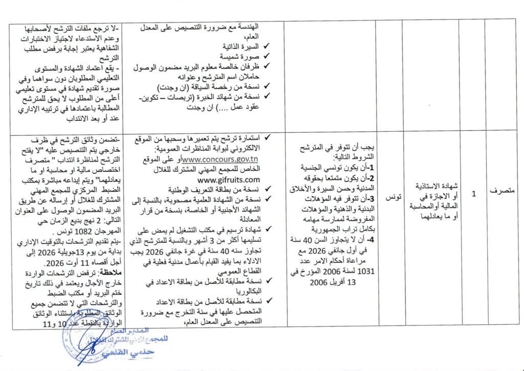 مناظرة المجمع المهني المشترك للغلال 2026: فتح باب الترشح لانتداب أعوان في عدة اختصاصات 7